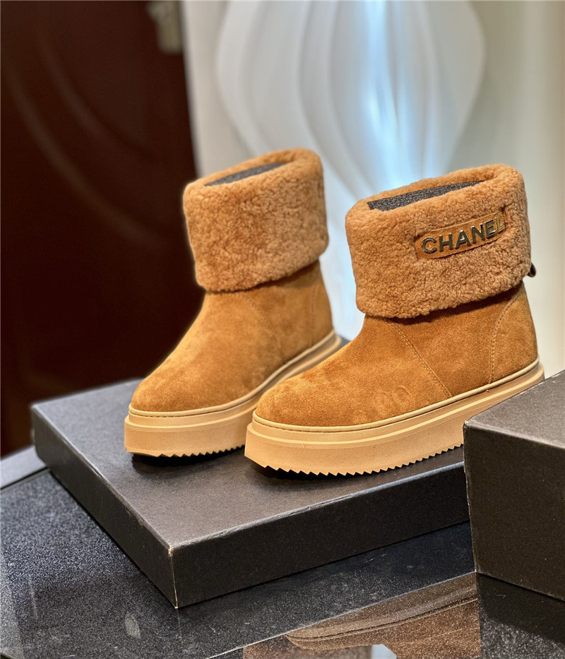 Chanel Brown Suede Snow Boots