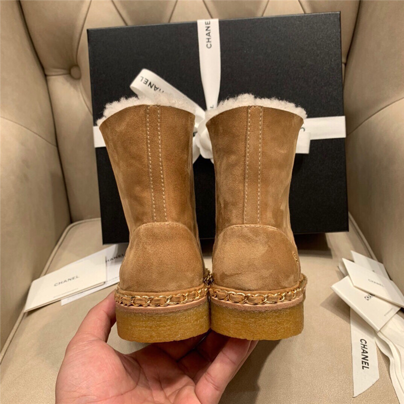 Ch**el brown suede leather shearling snow boots