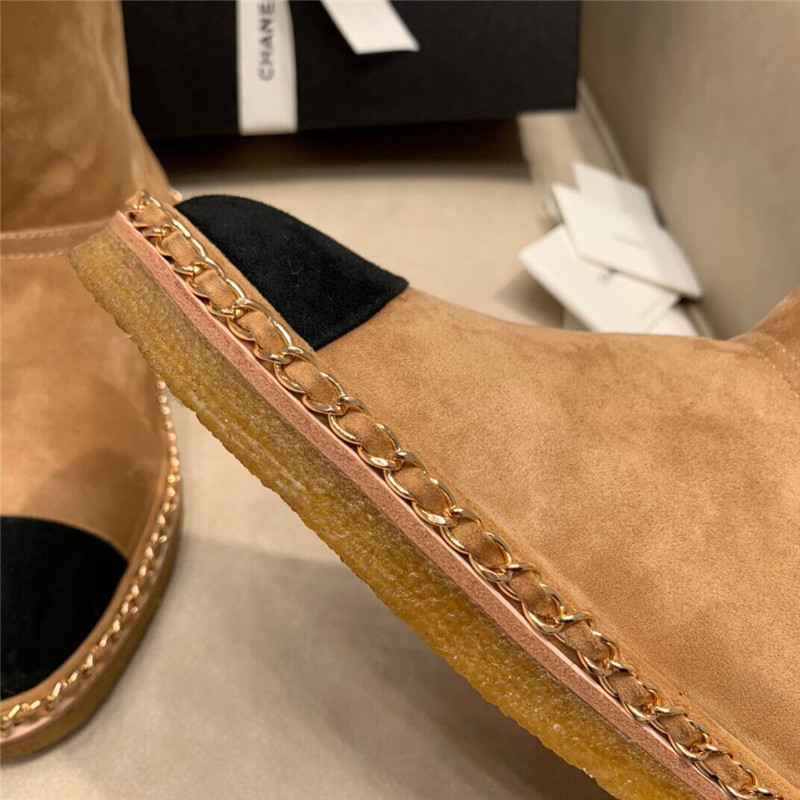 Ch**el brown suede leather shearling snow boots