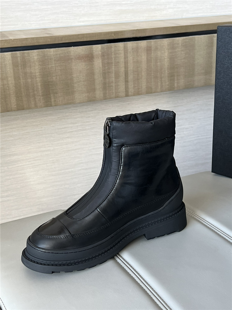 Ch**el calfskin nylon ankle snow boots