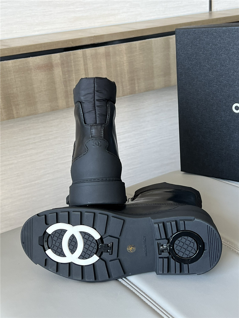 Ch**el calfskin nylon ankle snow boots