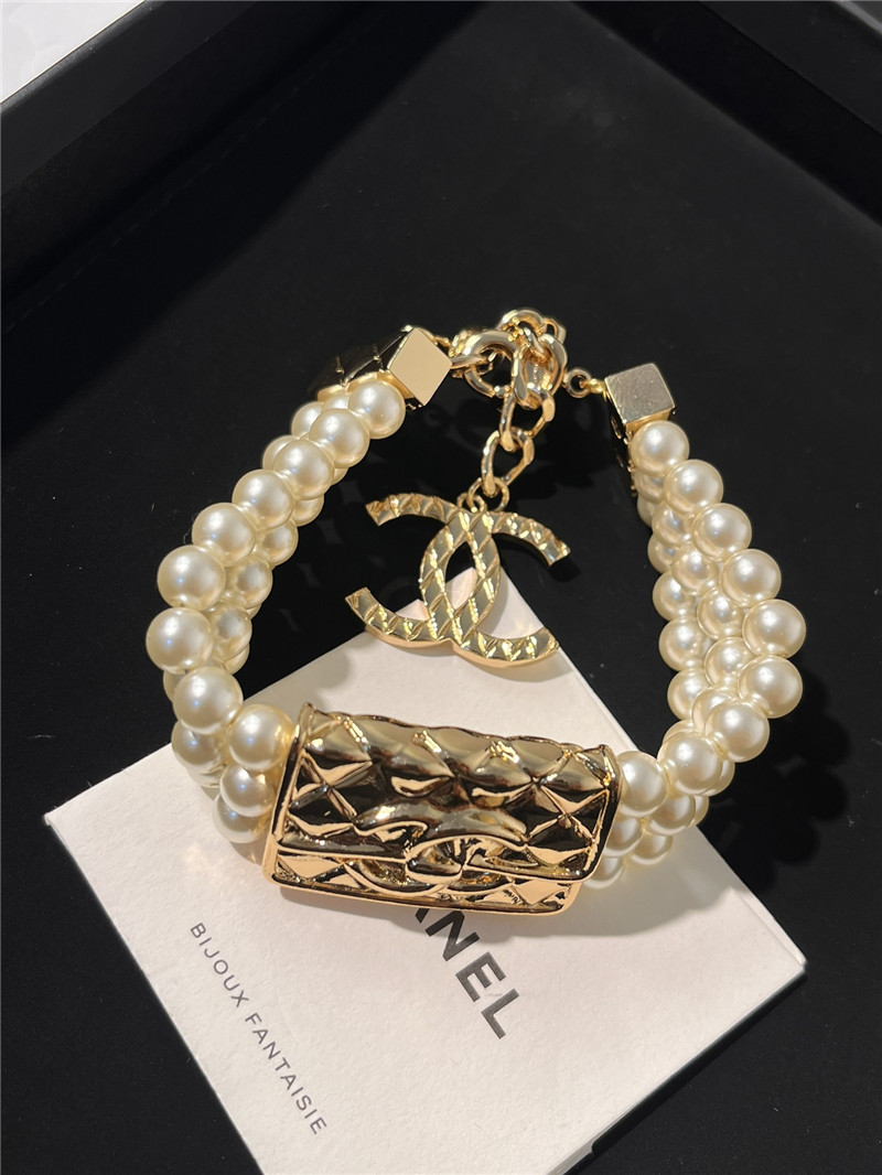 Chanel Classic Logo Pearl Bracelet
