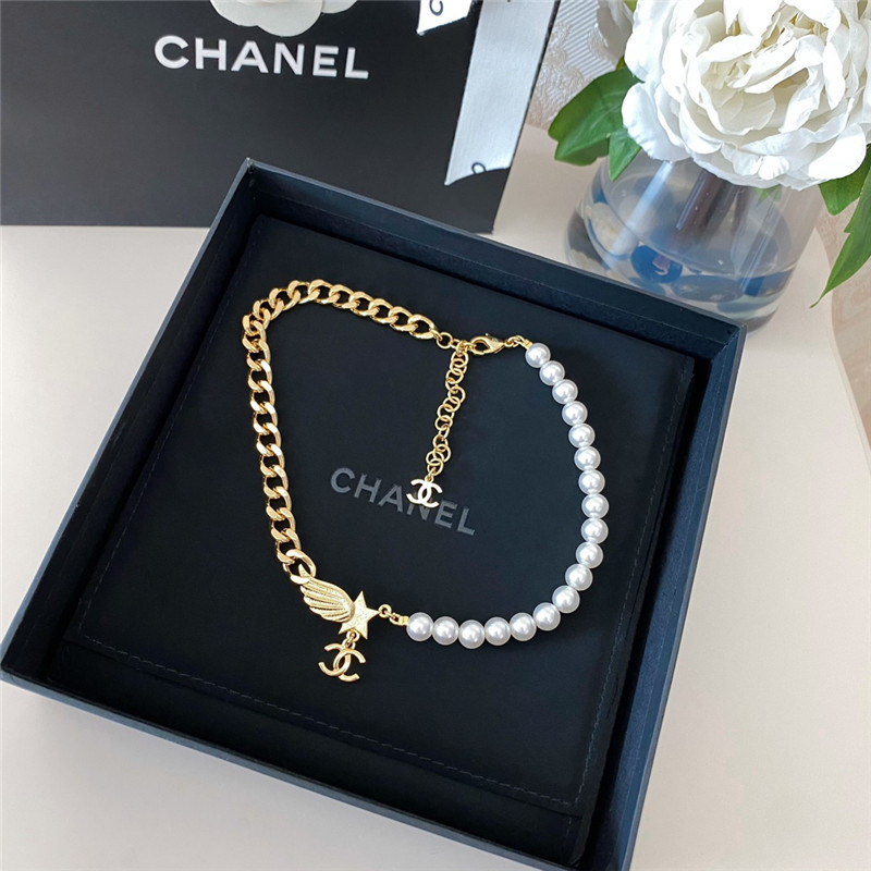 Ch**el chain pearls wings Ch**el necklace
