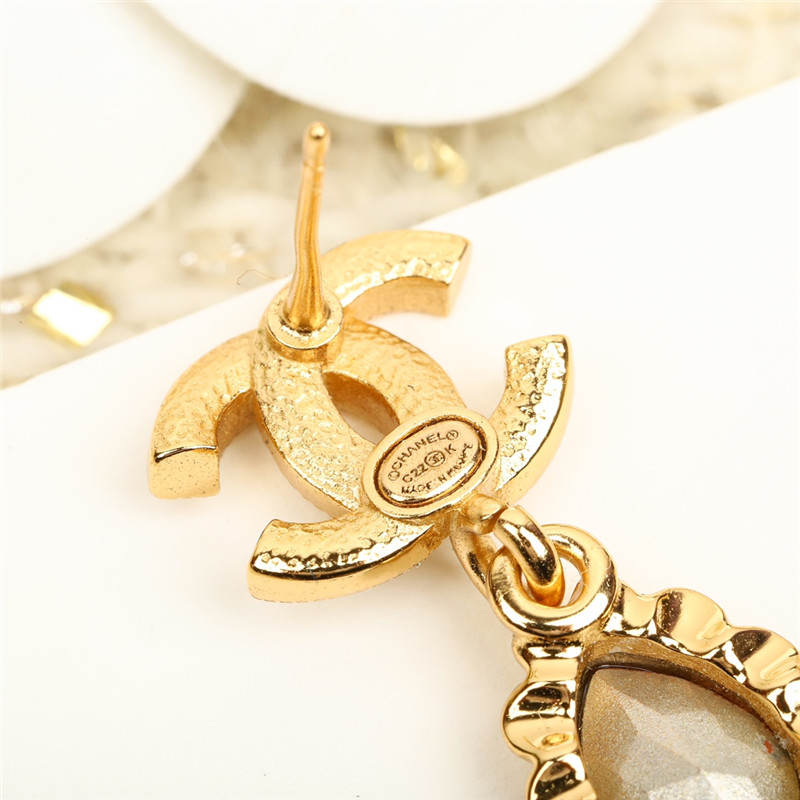 Ch**el double c drop lace drop earrings