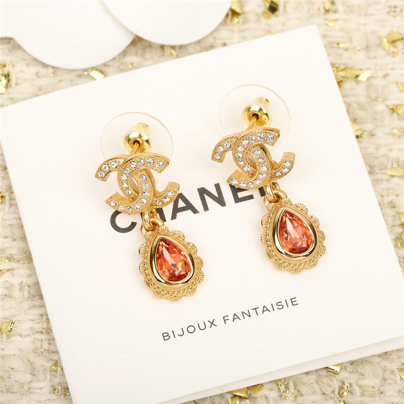 Ch**el double c drop lace drop earrings