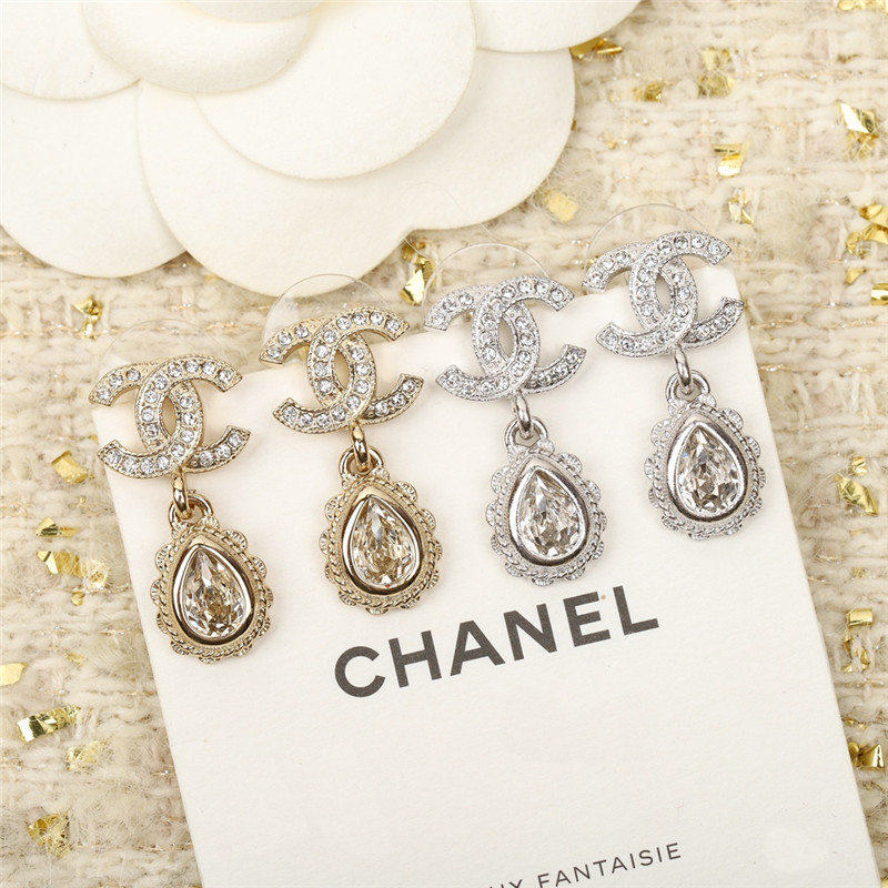 Ch**el double c drop lace drop earrings