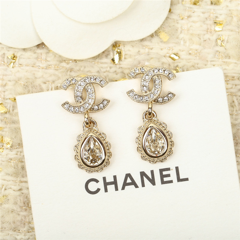 Ch**el double c drop lace drop earrings