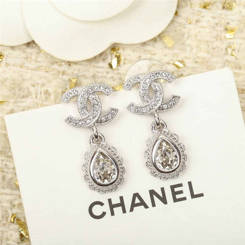 Chanel double C drop lace drop earrings