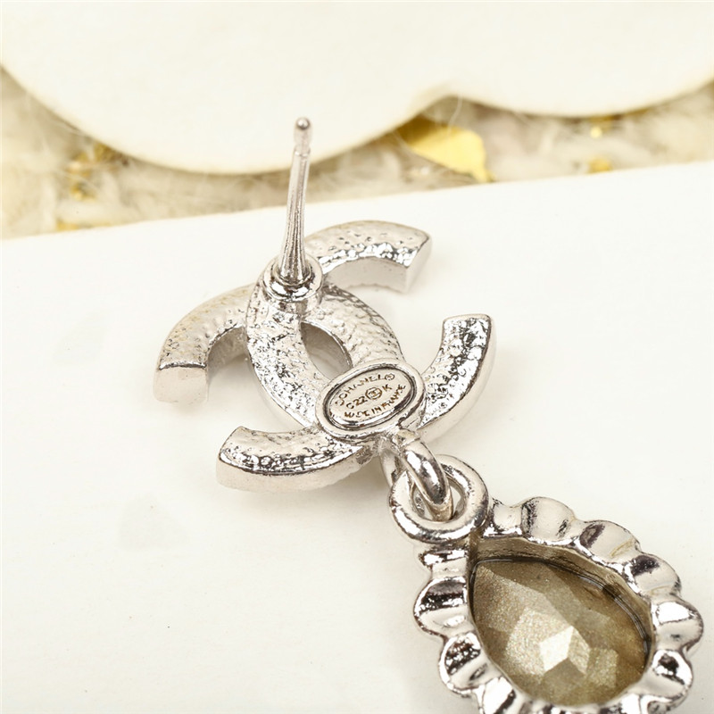 Ch**el double c drop lace drop earrings