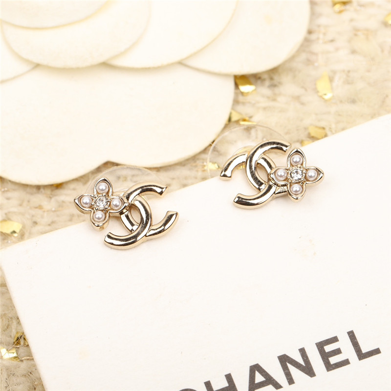 Ch**el small flower double c earrings