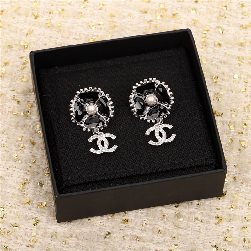 Chanel four leaf clover double C earrings
