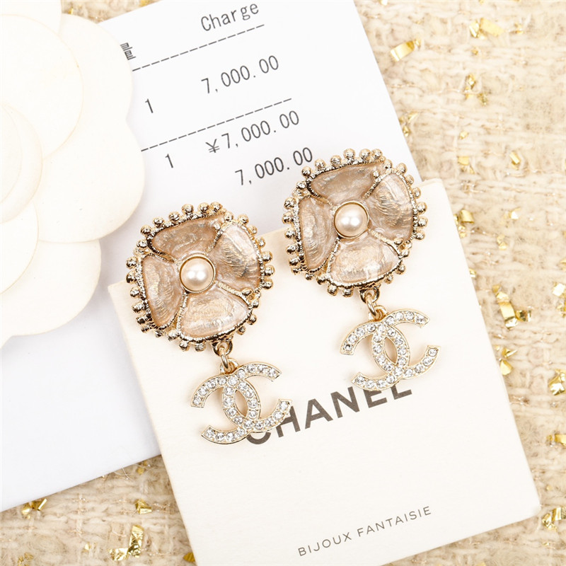 Chanel four leaf clover double C earrings