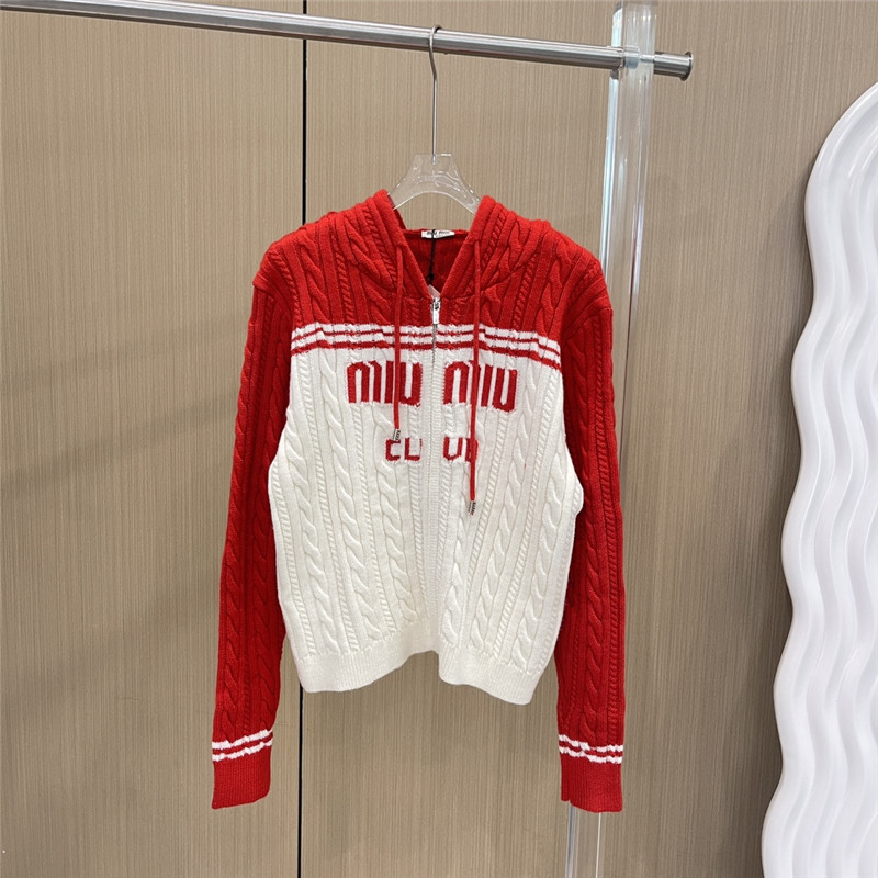 miumiu pure wool hooded cardigan