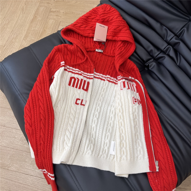 M1um1u pure wool hooded cardigan