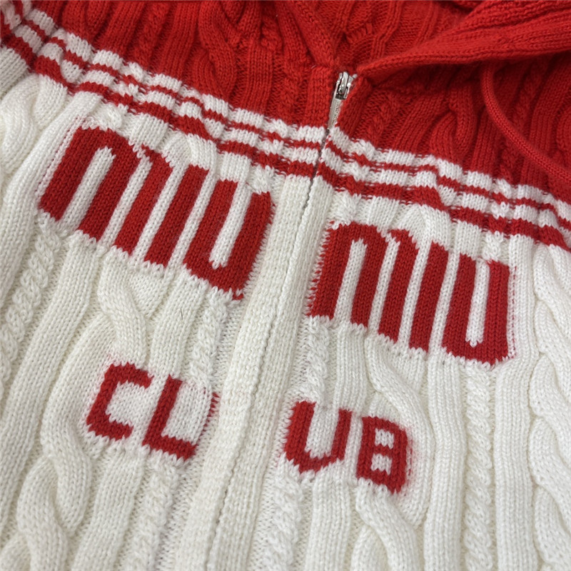 M1um1u pure wool hooded cardigan