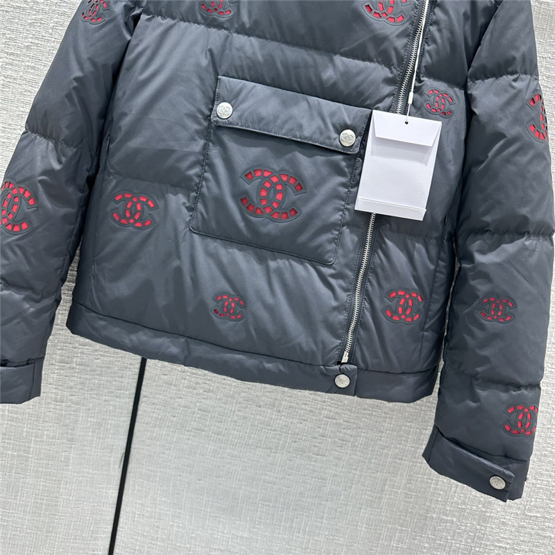Ch**el double c hollow laminated short down jacket