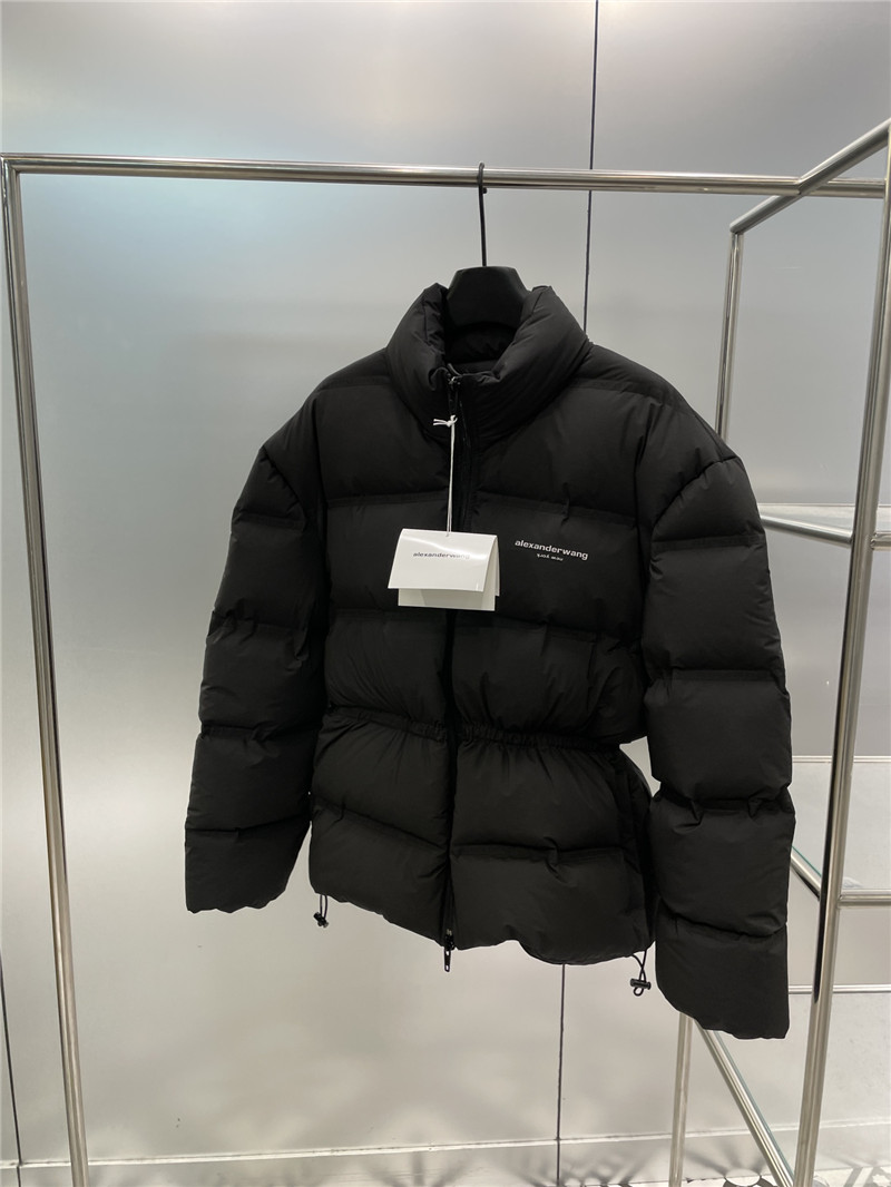 alexander wang reflective logo waisted down jacket
