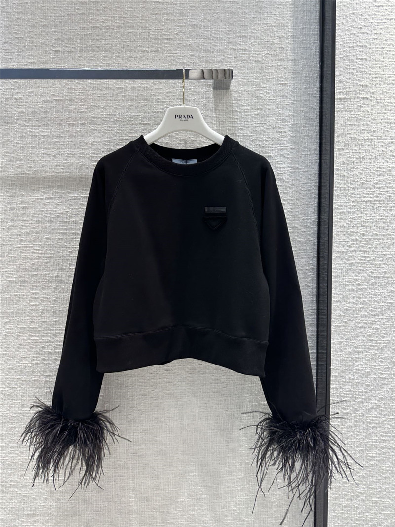 Prada Ostrich Feather Cuffs Sweatshirt