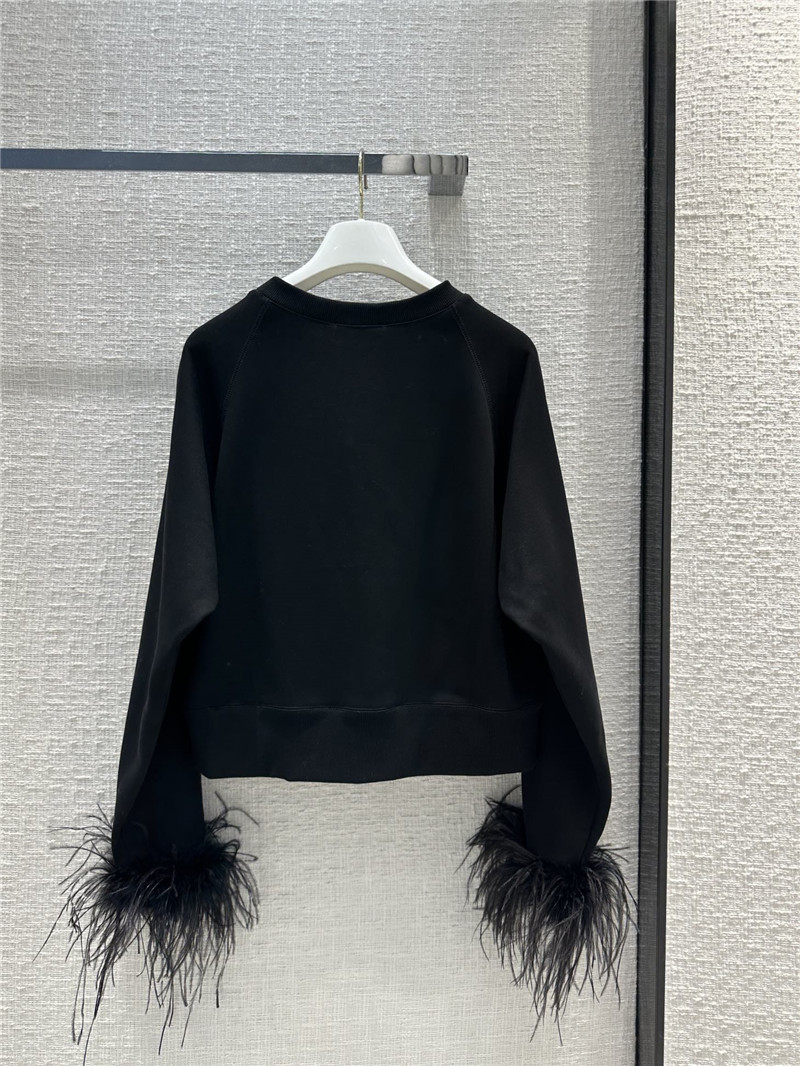 Pra*a ostrich feather cuffs sweatshirt