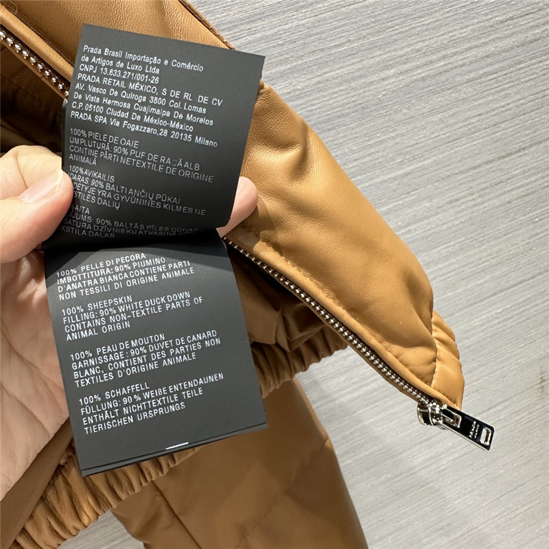 Pra*a lambskin quilted genuine leather down jacket