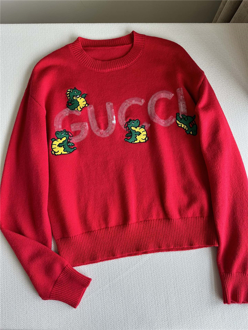 Gvc*1 dragon appliqu¨¦ logo sweater red