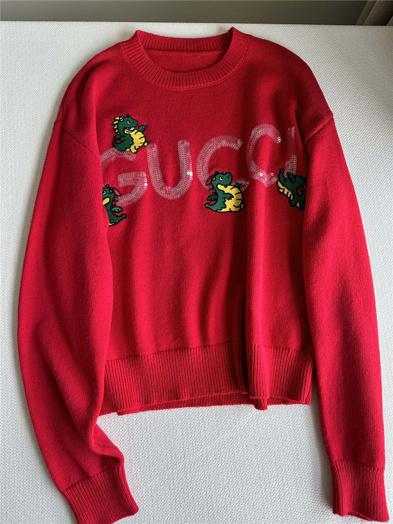 Gvc*1 dragon appliqu¨¦ logo sweater red