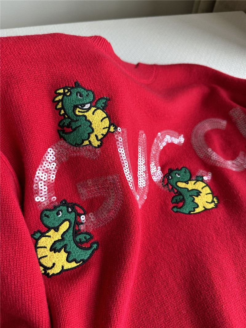 Gvc*1 dragon appliqu¨¦ logo sweater red