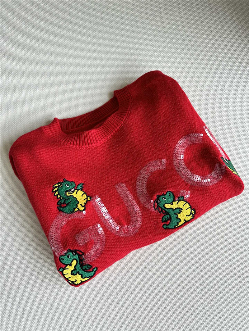 Gvc*1 dragon appliqu¨¦ logo sweater red
