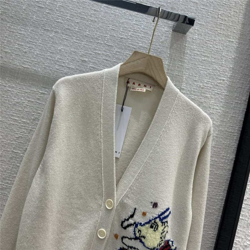 Marni Wool Jacquard Knitted Cardigan
