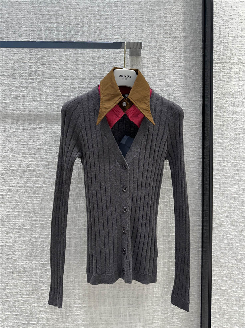 Prada Ribbed Knitted Cardigan