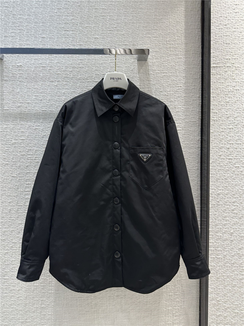 prada triangle logo large shirt cotton jacket