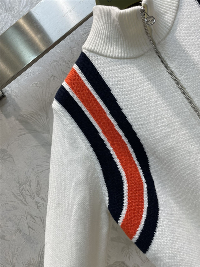 Gvc*1 stand collar knitted colorblock zip cardigan jacket