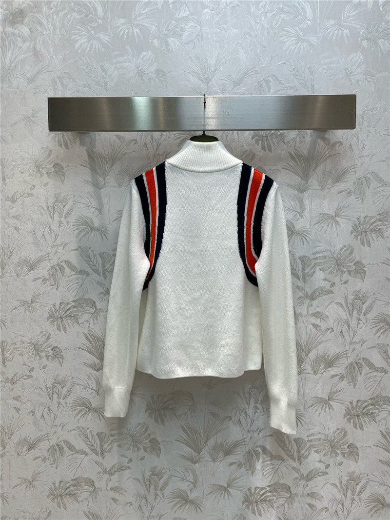 Gvc*1 stand collar knitted colorblock zip cardigan jacket