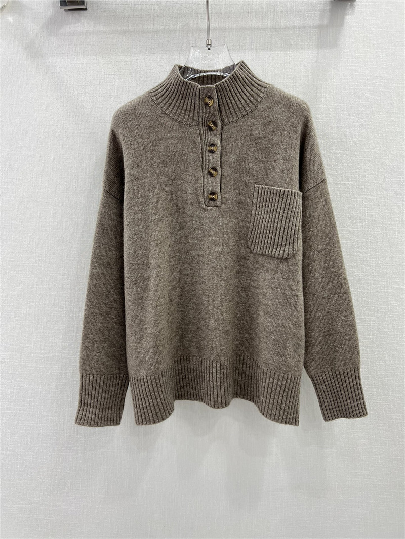 Loro Piana Stand Collar Cashmere Sweater Beige