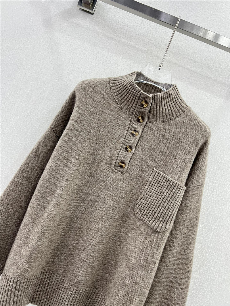 L0r0 P1ana stand collar cashmere sweater beige