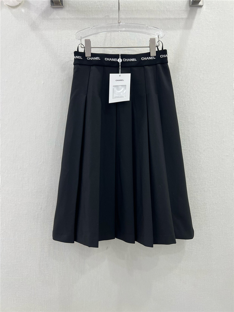 Chanel waistband letter logo web pleated skirt