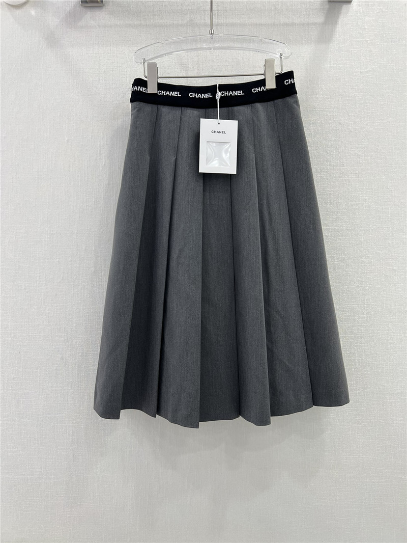 Chanel waistband letter logo web pleated skirt