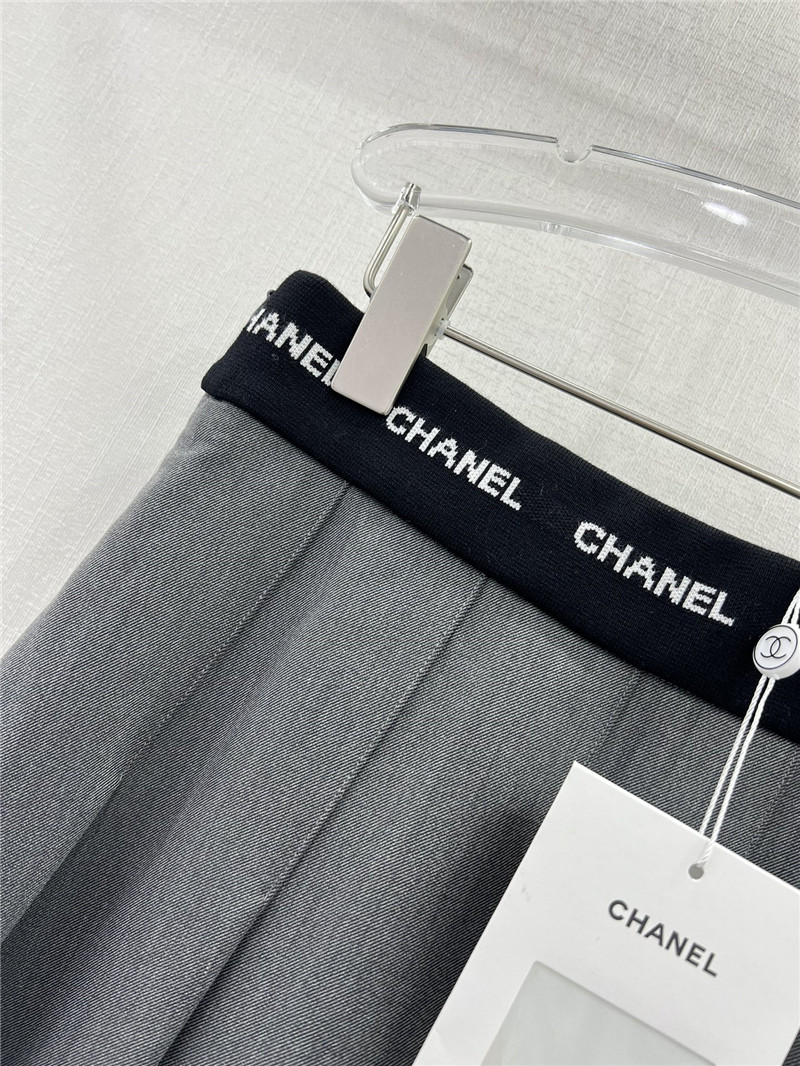 Ch**el waistband letter logo web pleated skirt