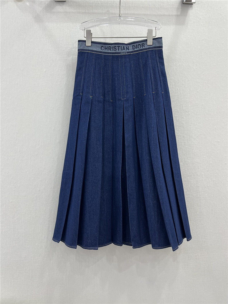 dior new denim pleated midi skirt