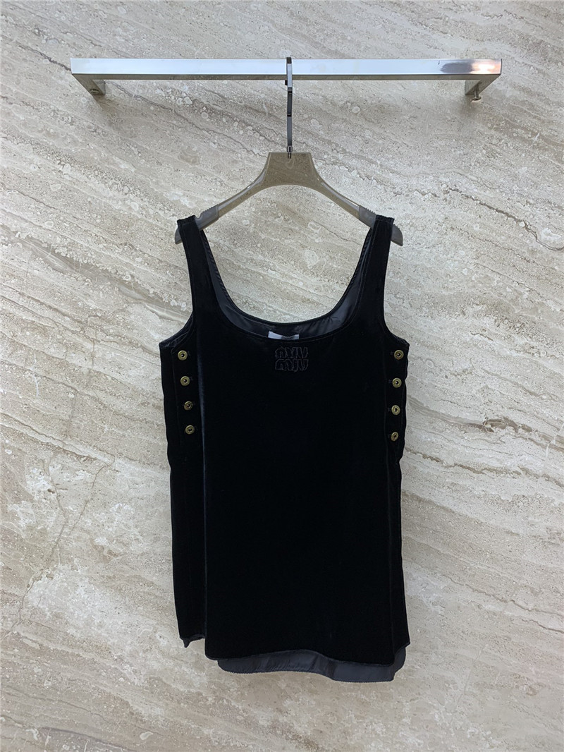 miumiu black sexy square neck velvet suspender dress