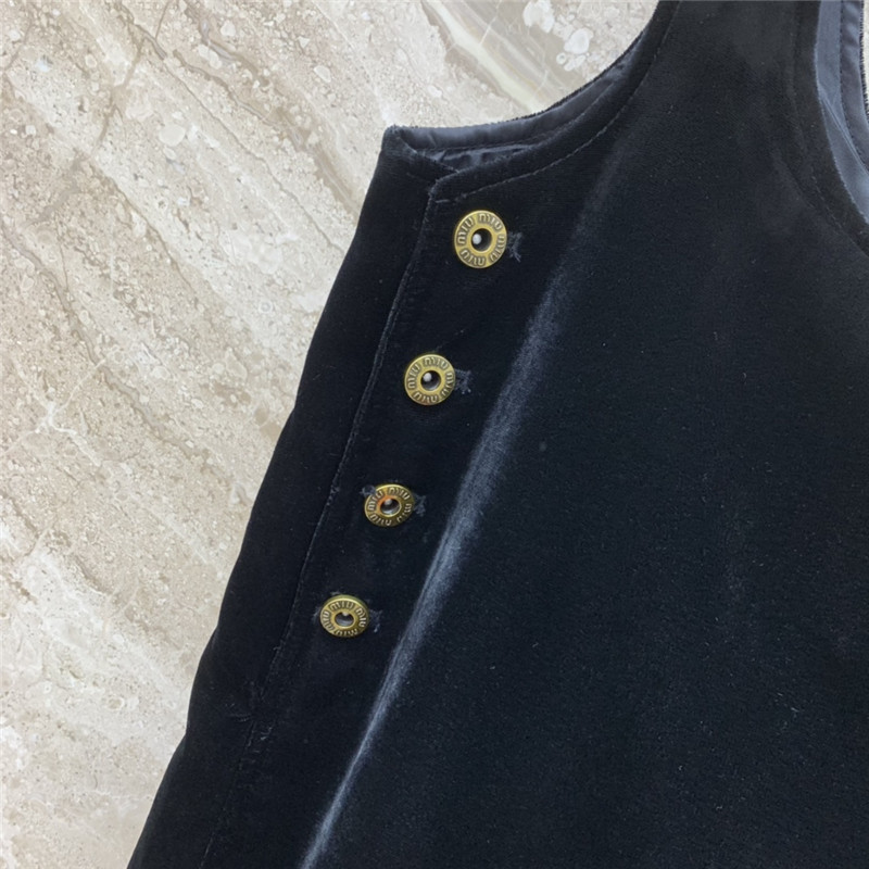 M1um1u black sexy square neck velvet suspender dress