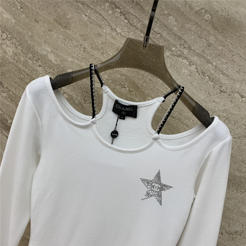 Ch**el off-shoulder long-sleeved bottoming t-shirt