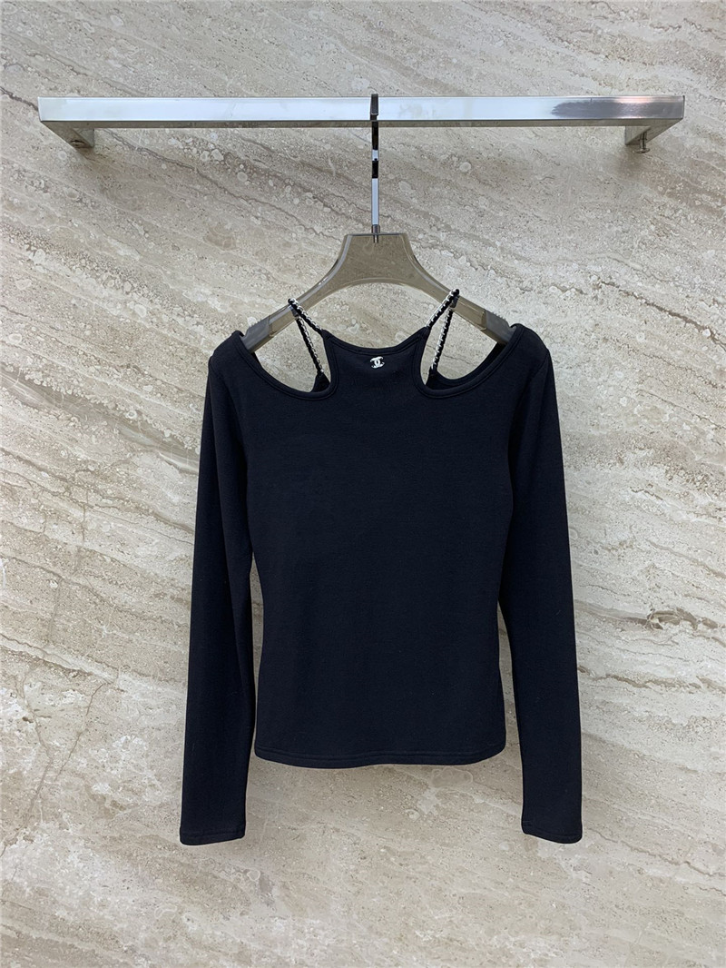 Ch**el off-shoulder long-sleeved bottoming t-shirt