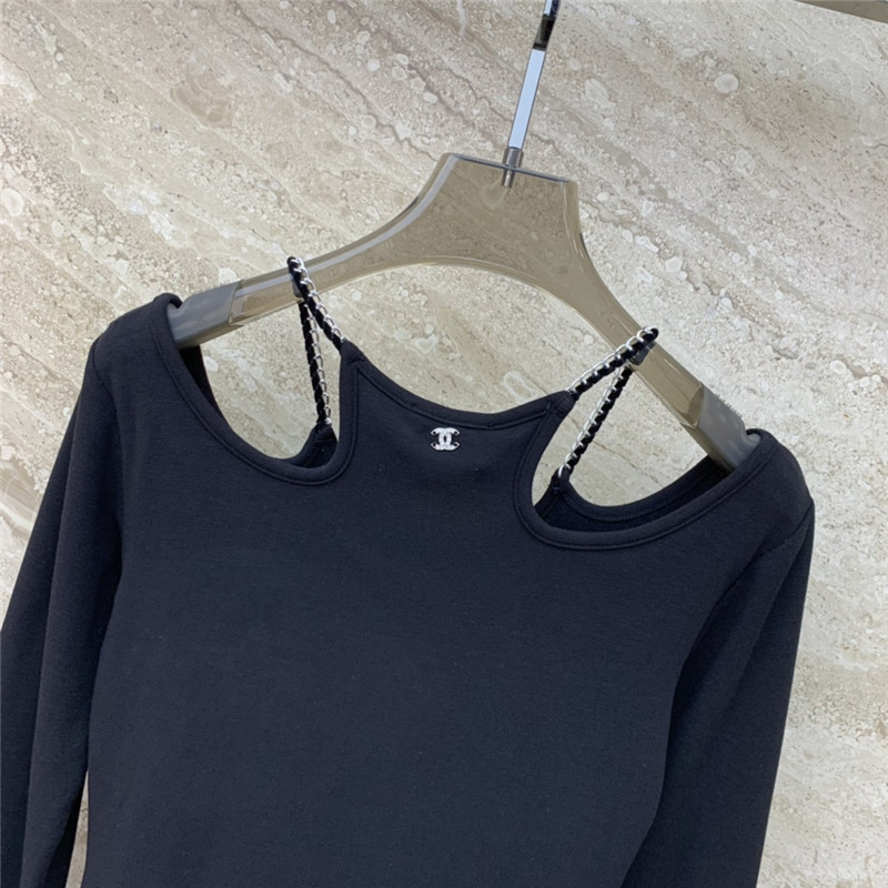 Ch**el off-shoulder long-sleeved bottoming t-shirt