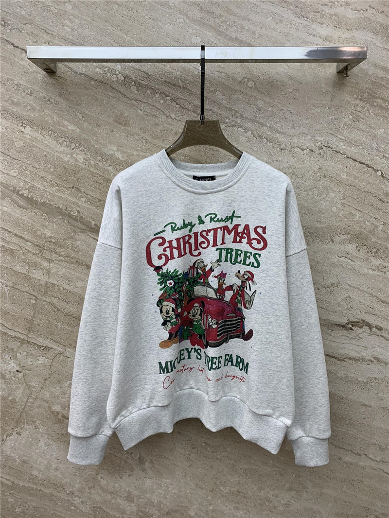 Chanel Christmas Fleece Sweatshirt in Light Grey