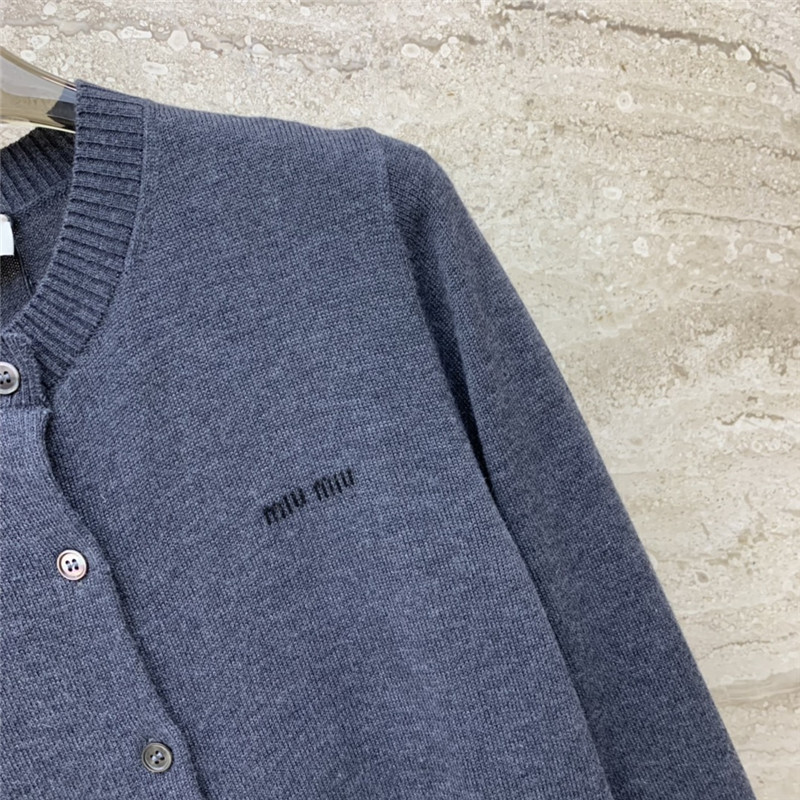 Miu Miu Navy Logo Knitted Cardigan