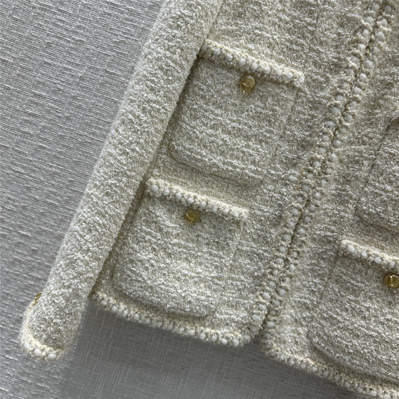 Ch**el cream platinum soft tweed jacket