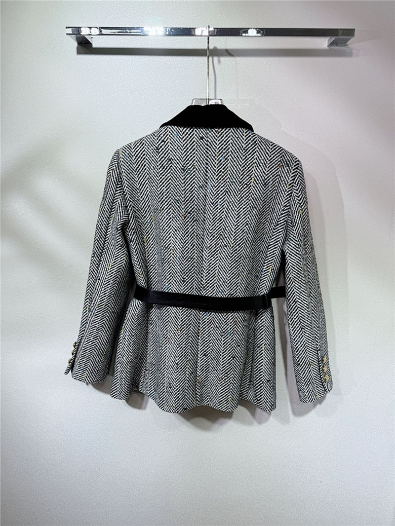 D10r cd belted tweed velvet patchwork blazer