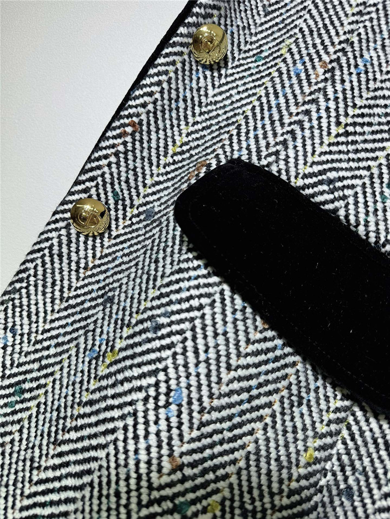 D10r cd belted tweed velvet patchwork blazer