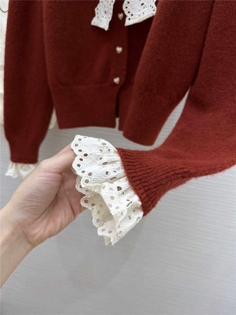 Va1e*ntin0 red lace bow wool cardigan